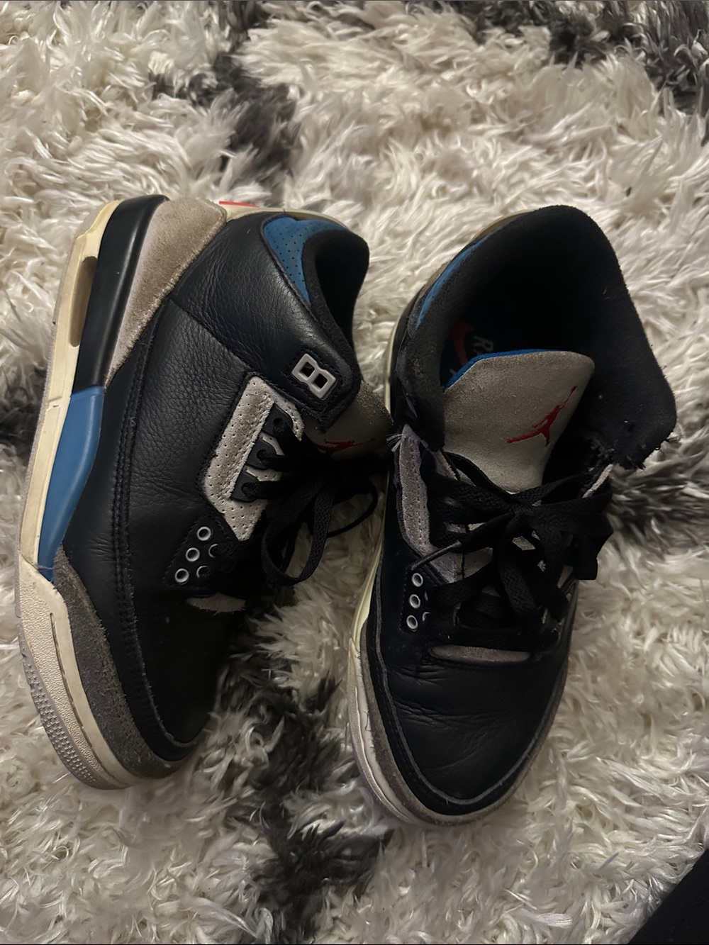 Jordan Black/Gray/Blue Retro Low-Top Basketball Sneakers